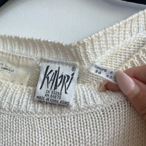 Vintage Kabri Cotton Palm Tree Knit Sweater - Medium - Picture 4 of 5